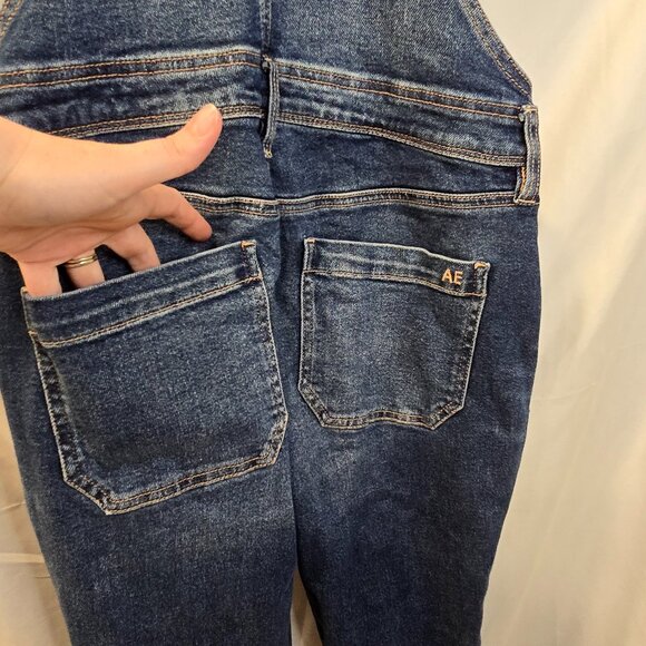 American Eagle Tomgirl Overalls Distressed Size XS Blue - Picture 9 of 10